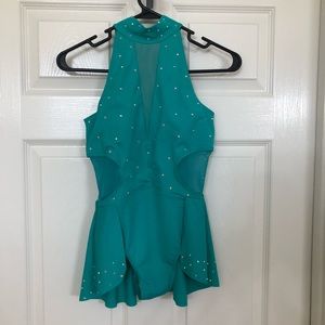 Ivy Sky Performance Turquoise Rhinestone Skirted Tap Jazz Dance Leotard